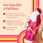 Grande Cosmetics hair foam application on damp hair