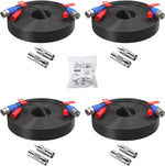 ZOSI 4 Pack 100 Foot BNC Video Power Cable front view showing black coils and connectors.