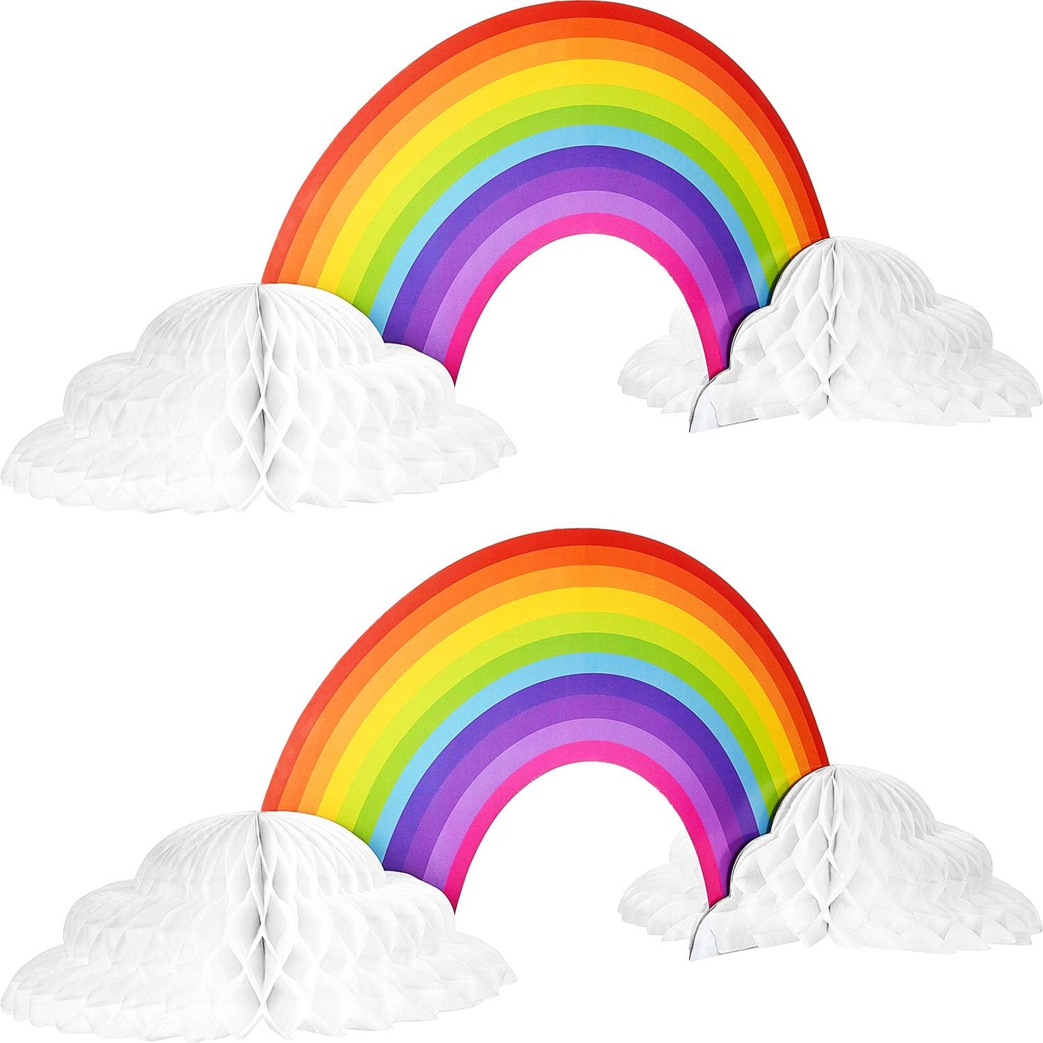 Willbond rainbow honeycomb centerpiece front view for party table
