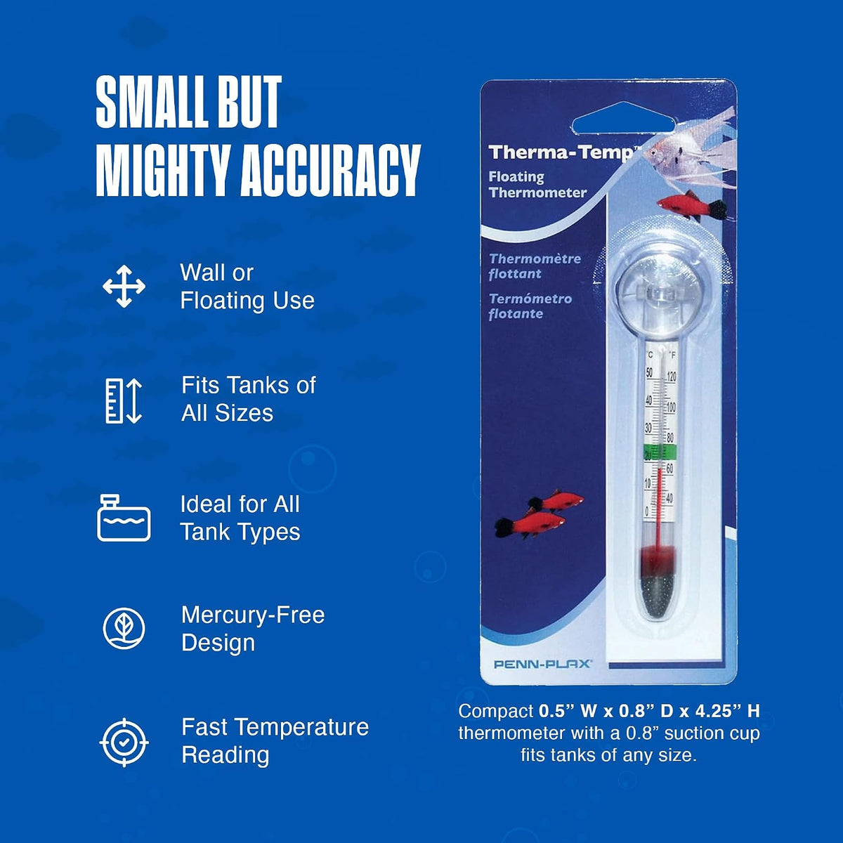 Penn-Plax mercury free thermometer floating in water