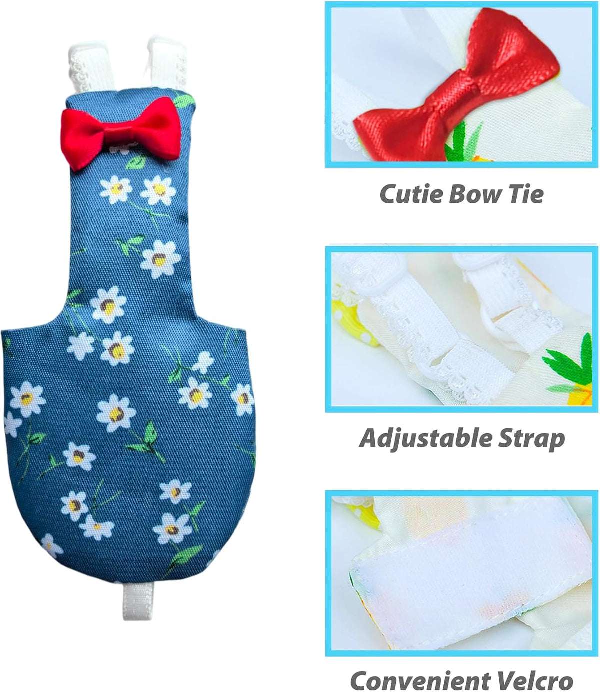 UKJENT reusable bird nappy adjustable hook and loop shoulder straps close up