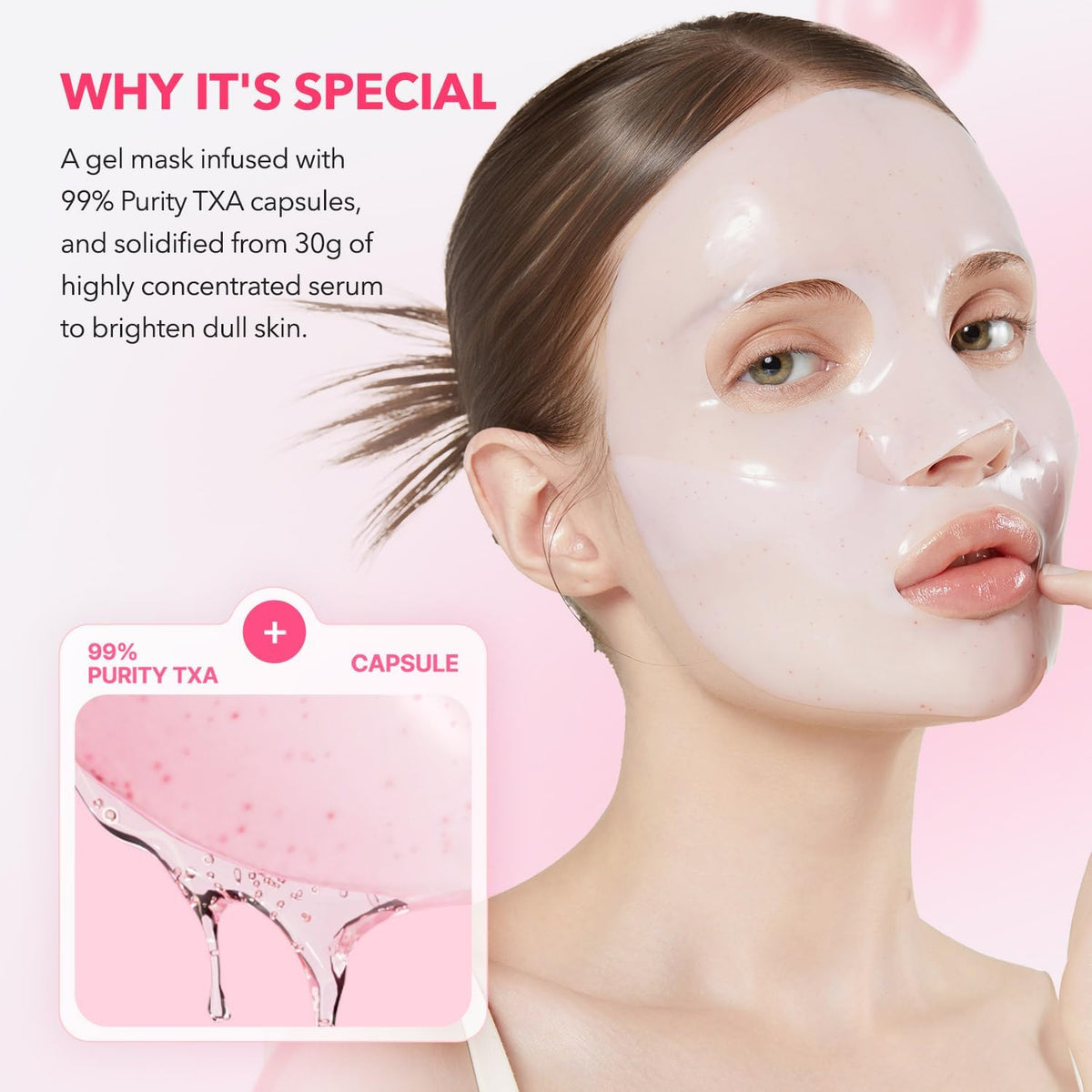 Close up of the overnight hydrogel capsule mask for skin firming