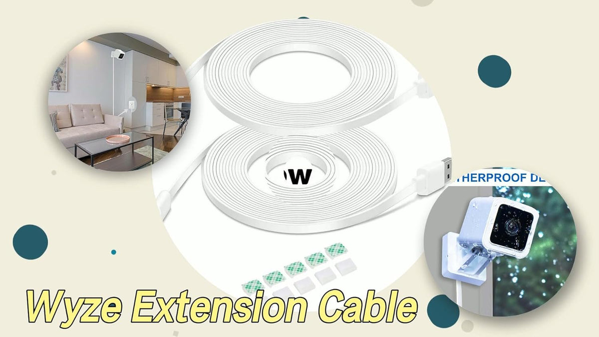 DIANMU camera charger cable package contents displaying both ten feet white cords.