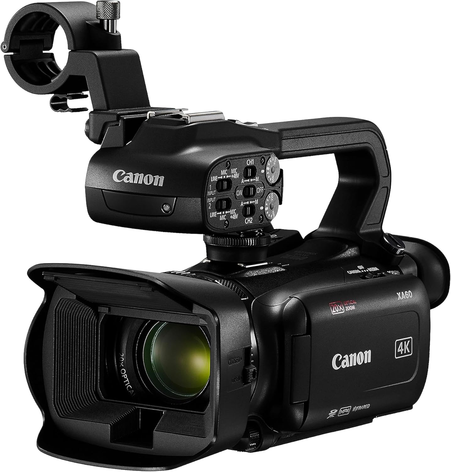 Canon XA60 professional 4K camcorder front view black