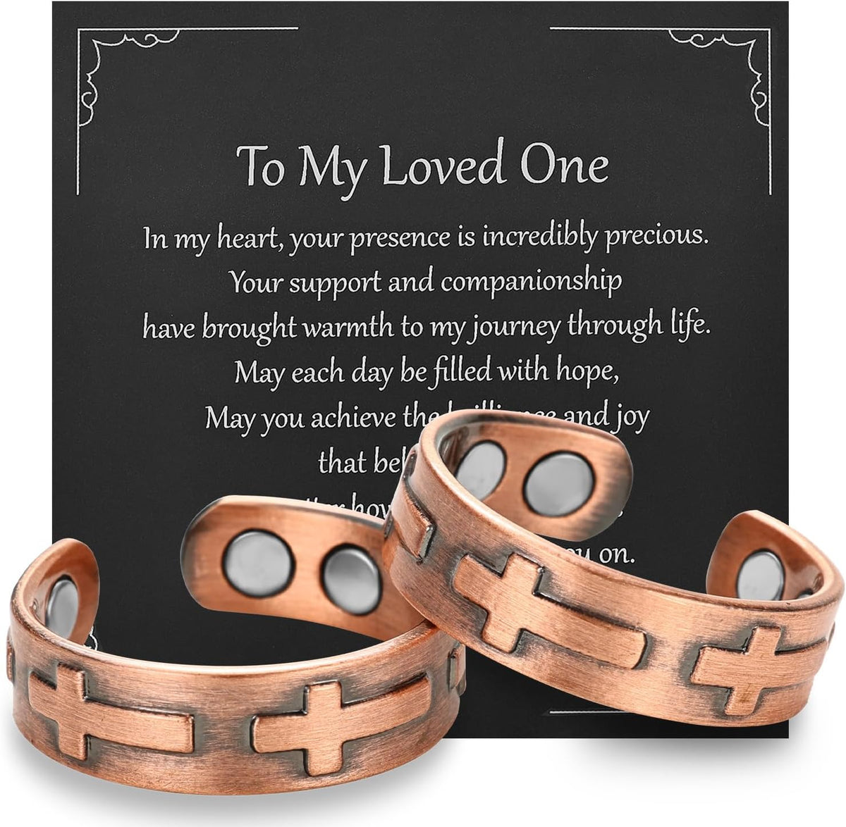 MagEnergy 2PCS pure copper magnetic ring set front view