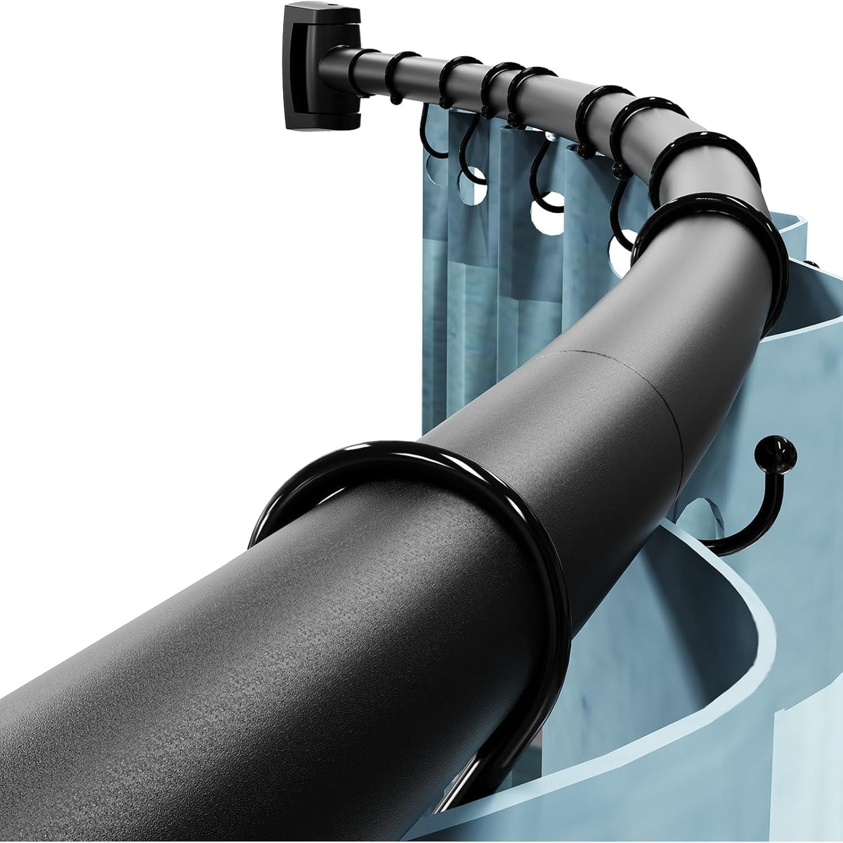 Abiglifty curved shower curtain rod matte black front view