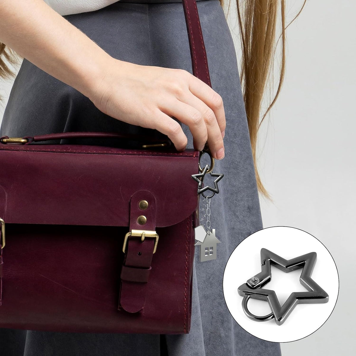PEUTIER zinc alloy star carabiner side angle view