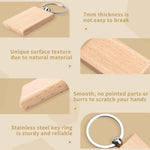 Fuceury blank wooden key chain close up of metal split ring attachment