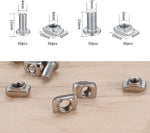 Bayidun T slot nuts and screws assortment layout