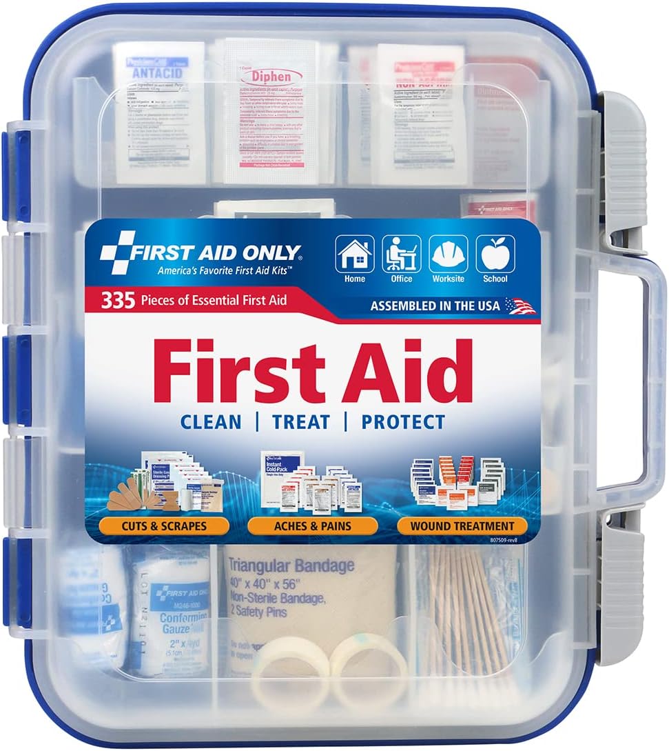 First Aid Only 91247 OSHA-Compliant First Aid Kit, All-Purpose 100-Person Emergency First Aid Kit for Business, Worksite, Home, and Car, 335 Pieces, Multicolored - Image 1