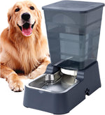 Meikuler automatic pet water dispenser front view showing transparent 5L reservoir and black base