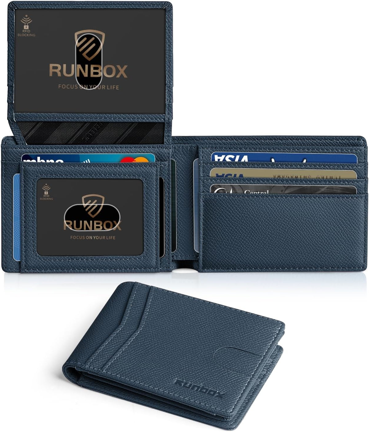 RUNBOX bifold wallet held in hand