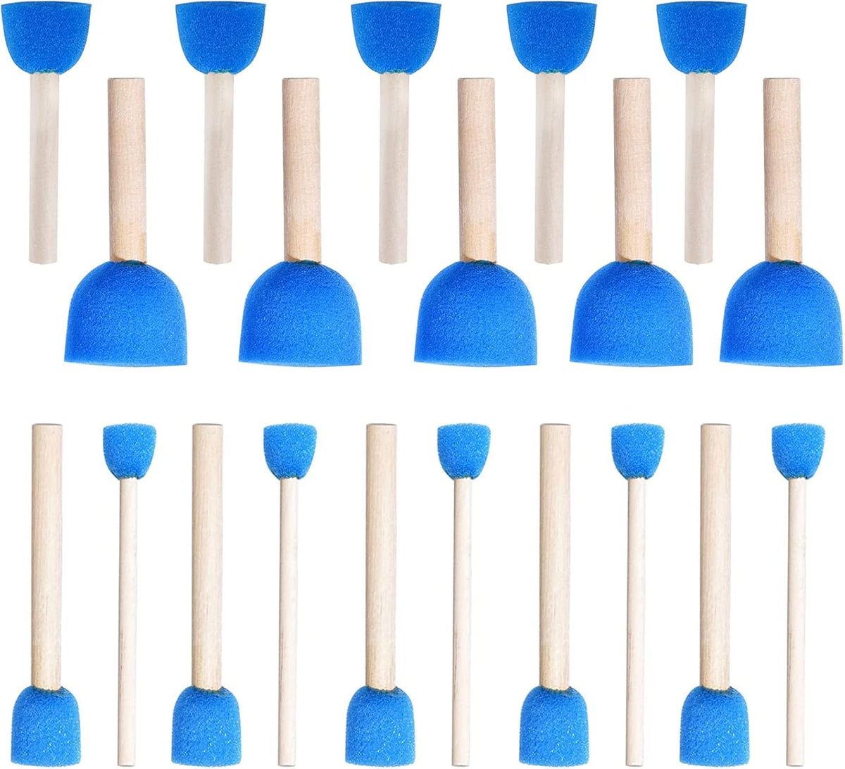 WAFJAMF 20 Pcs Round Sponges Brush Set 4 Sizes DIY Painting Tools Green | Wooden handle craft foam applicators for dotting artwork, acrylic paint & stenciling with multiple diameter options - Image 11