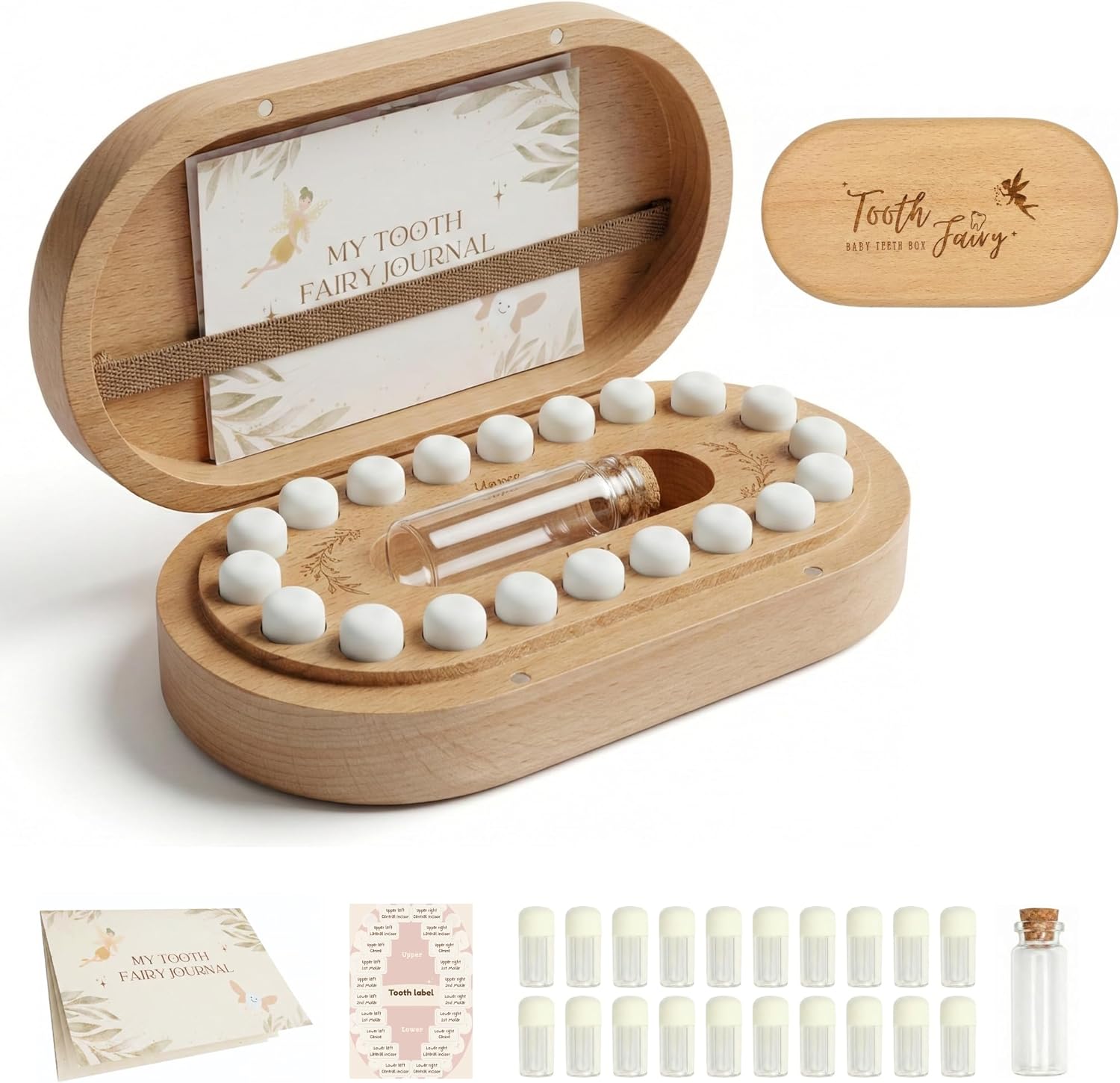 Semonamu beechwood baby tooth keepsake box front view