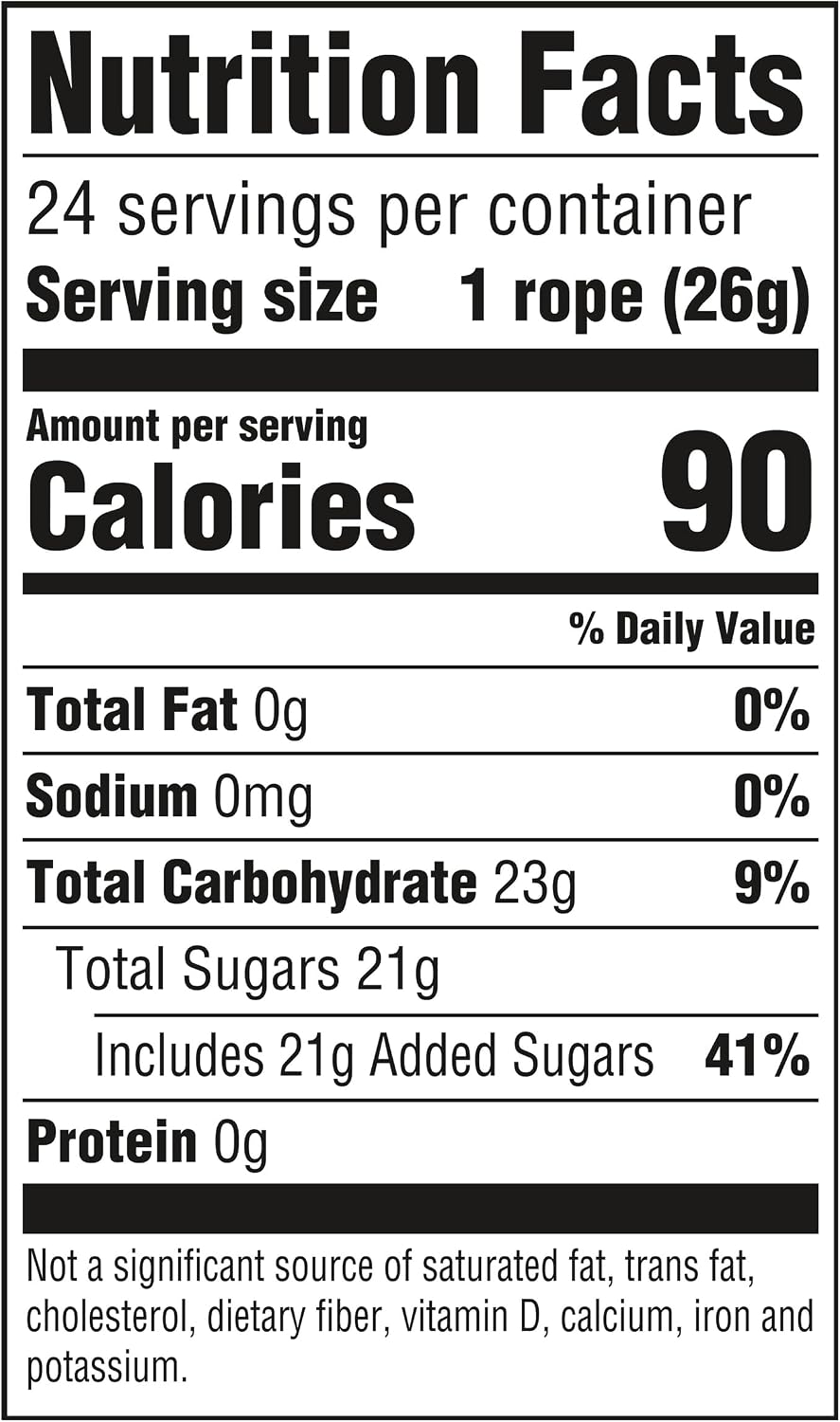 Individually wrapped 0.92 Ounce American gummy rope candy