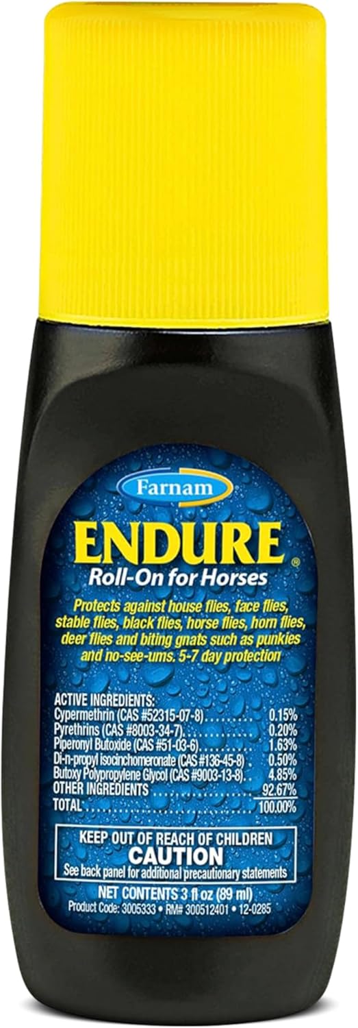 Farnam Endure Roll On Fly Repellent for horses front view 3 ounce bottle