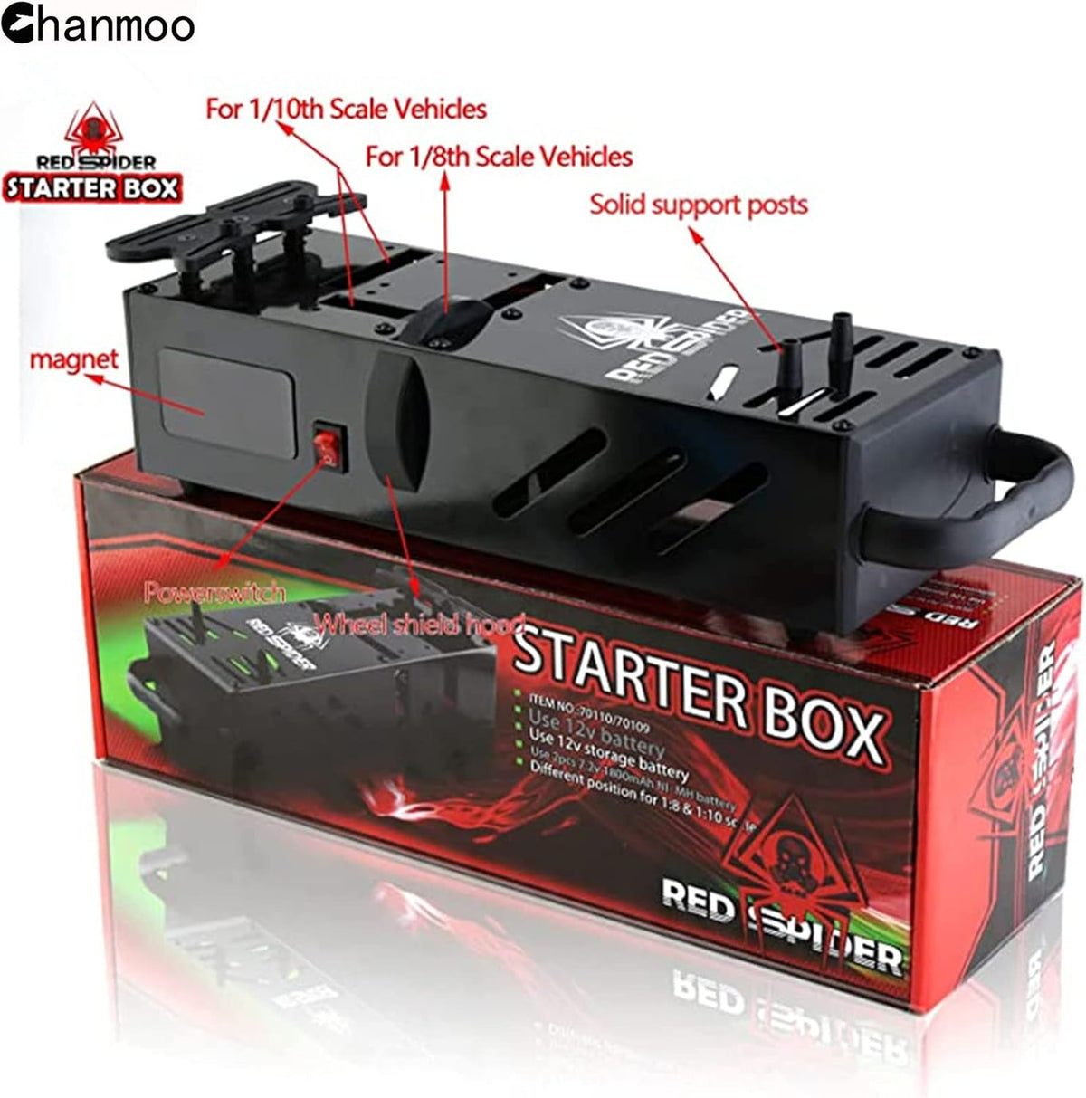 Chanmoo 1/10 scale nitro starter box top plate and rubber wheel