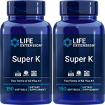 Life Extension Super K 150 softgels two pack bottle front view for bone and heart health