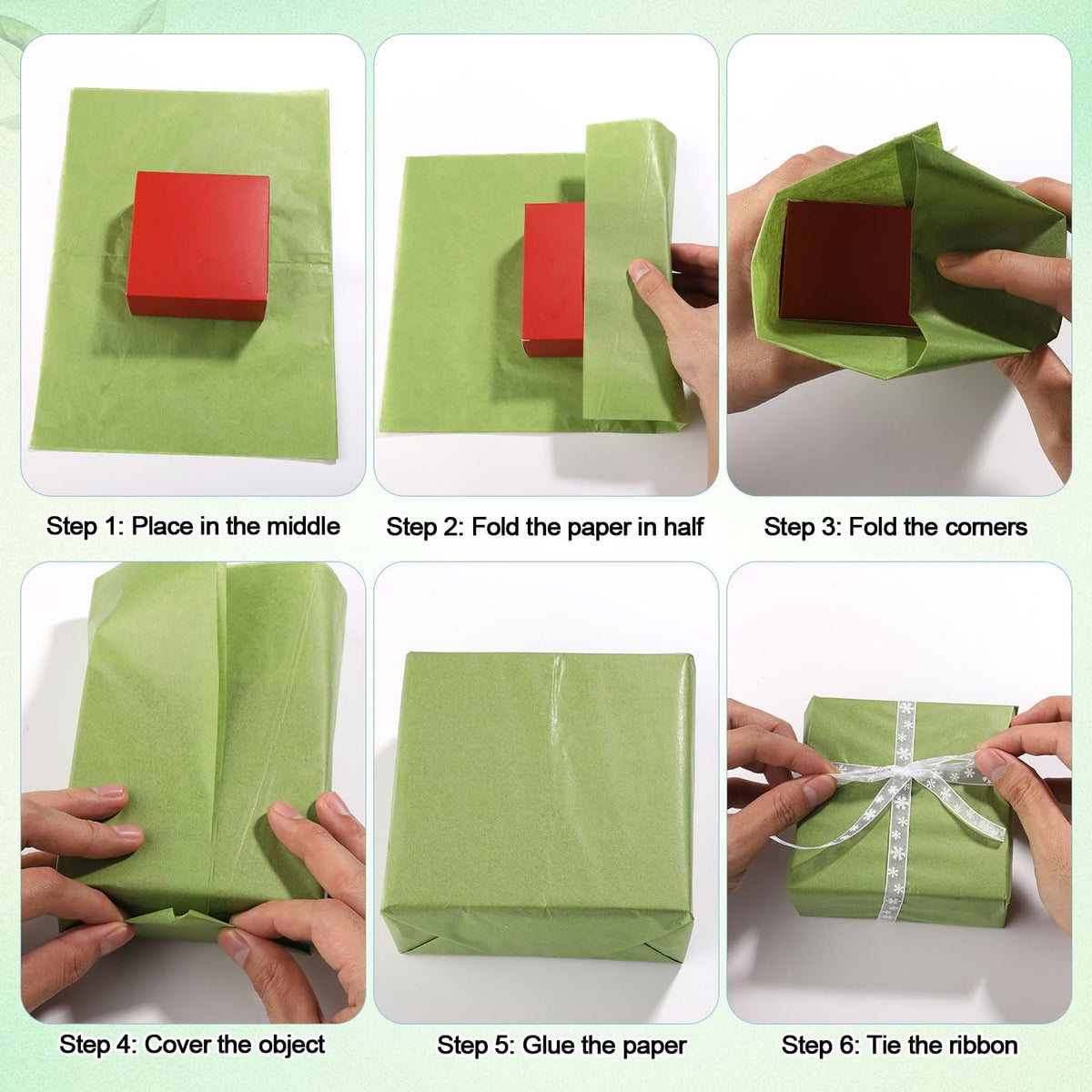 Tinoaly sage green paper styled inside a gift bag