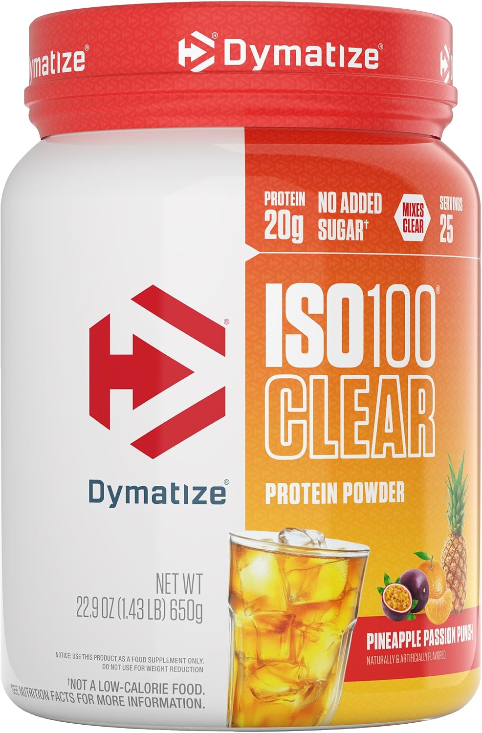 Dymatize ISO100 Clear Protein Pineapple Passion Punch front view