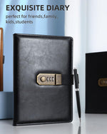 Nicpro A5 PU leather journal angled view with included metal pen