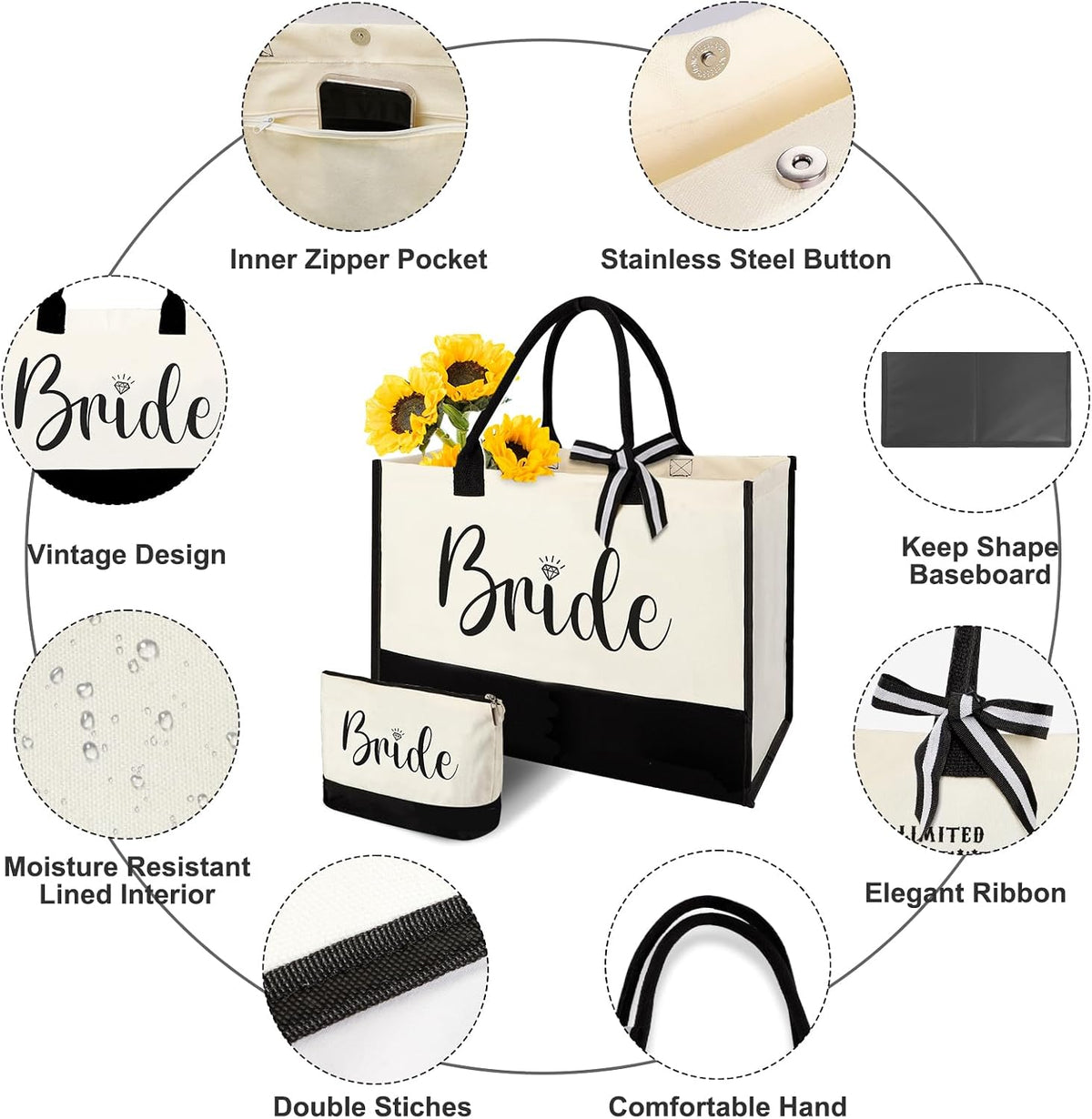 Vanqruo wedding gift bag interior waterproof lining