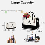 YOOLIFE canvas tote bag top zipper closure and interior pockets