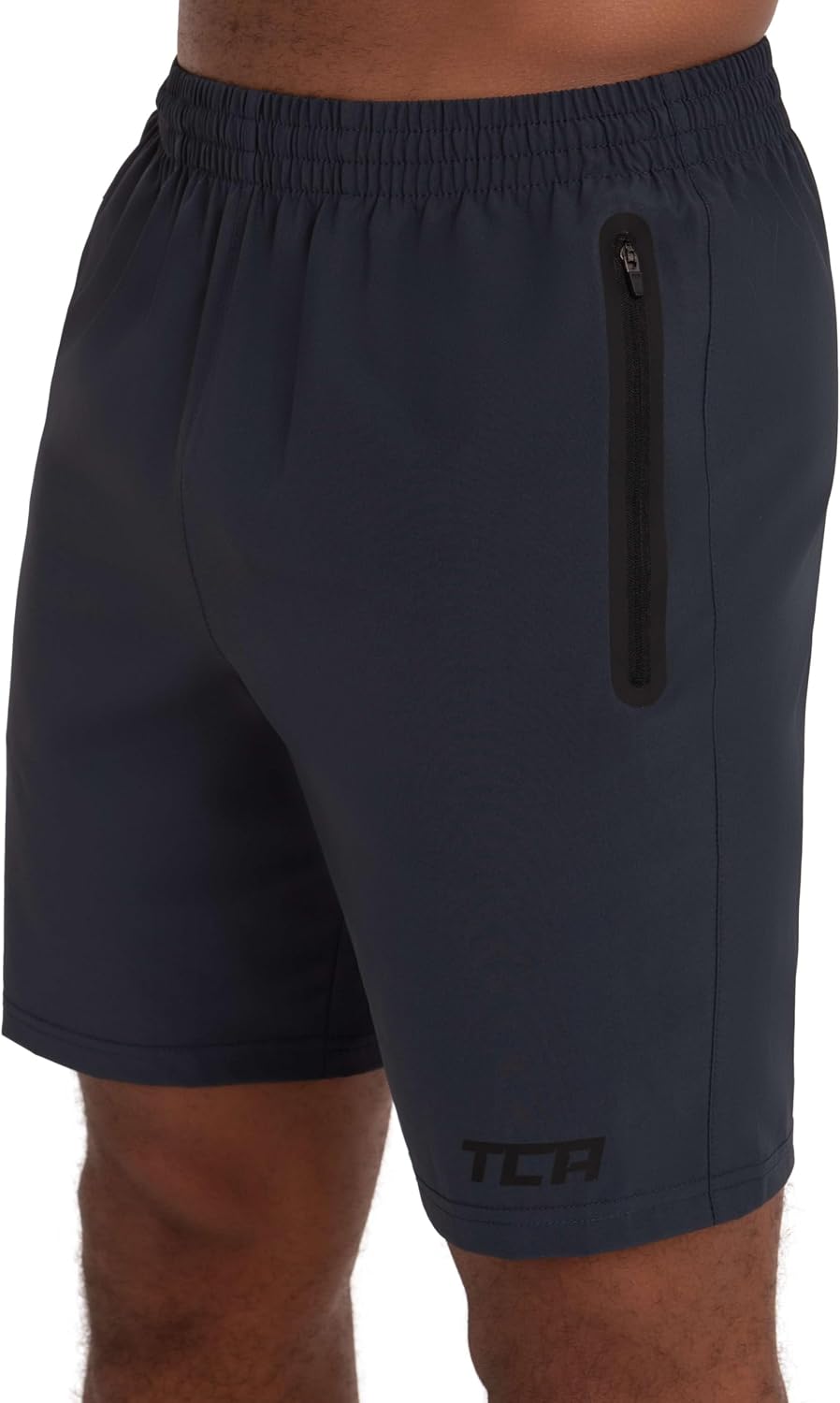 TCA Elite Tech Men's Gym Shorts front view in smoke gray