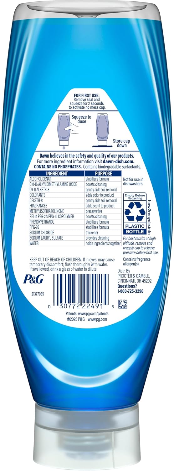 Dawn Ultra EZ Squeeze Dish Soap Dishwashing Detergent Powerful Dish Soap for Grease, Strawberry Fields Scent, 22oz - Image 11