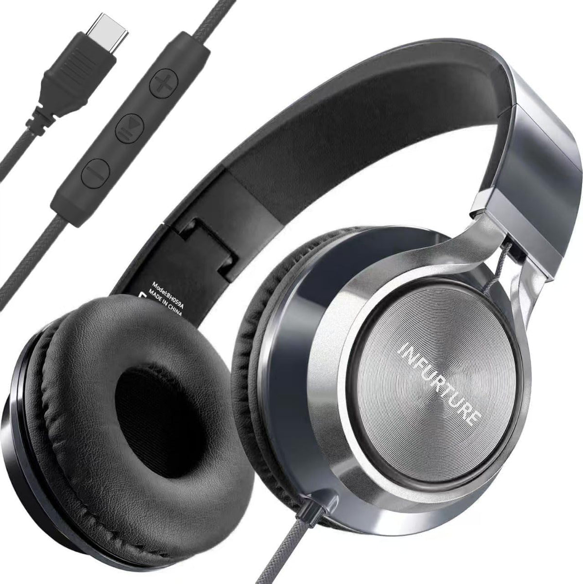 INFURTURE USB C Headphone for Kids & Adults Over-Ear Headphone with HD Mic | Adjustable Wired Headphones for School, Comfort Ear Cups, Hi-Fi Stereo, Cord for iPhone 17, iPad, Tablet, Laptop, Travel - Image 14