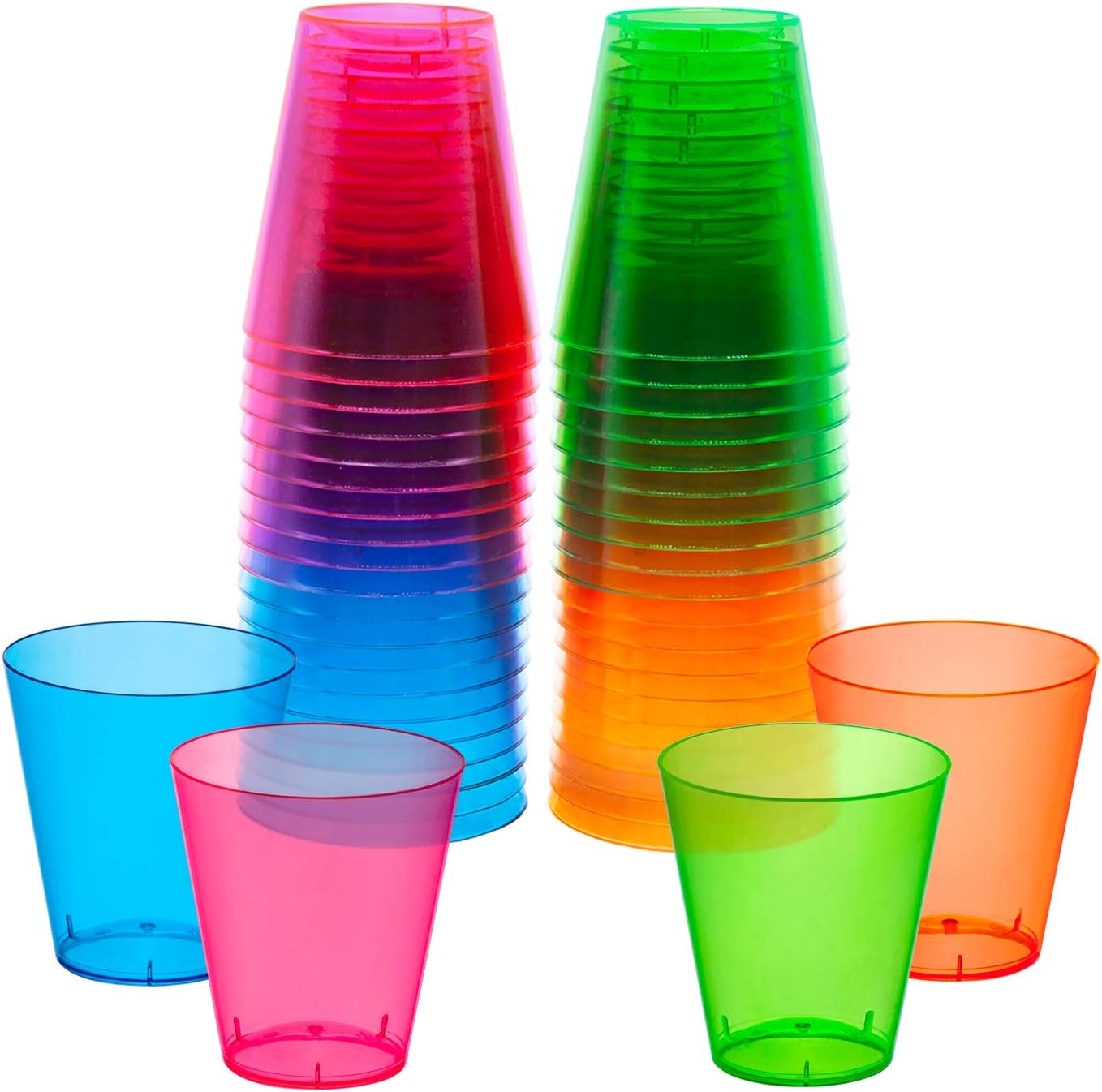 Party Essentials neon shot glasses 40-pack front view for party supplies.