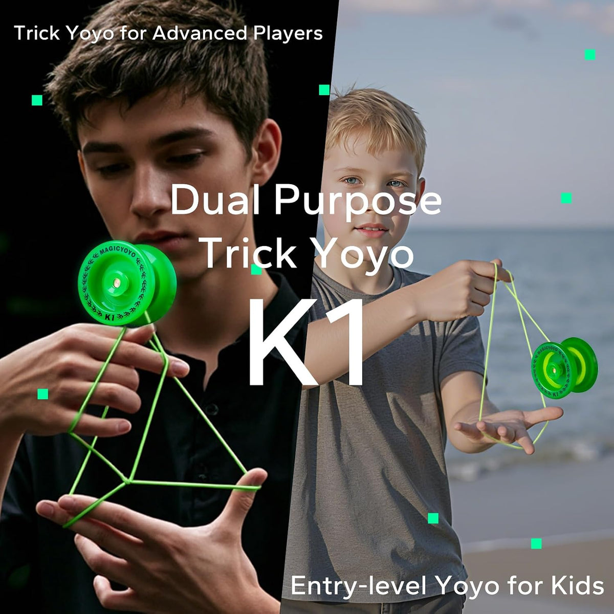 MAGICYOYO K1 Plus Glow in the Dark Green YoYo with protective glove