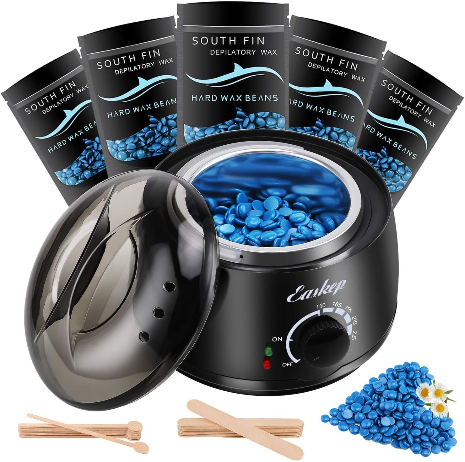 Easkep waxing kit hair removal wax warmer front view with adjustable temperature control dial