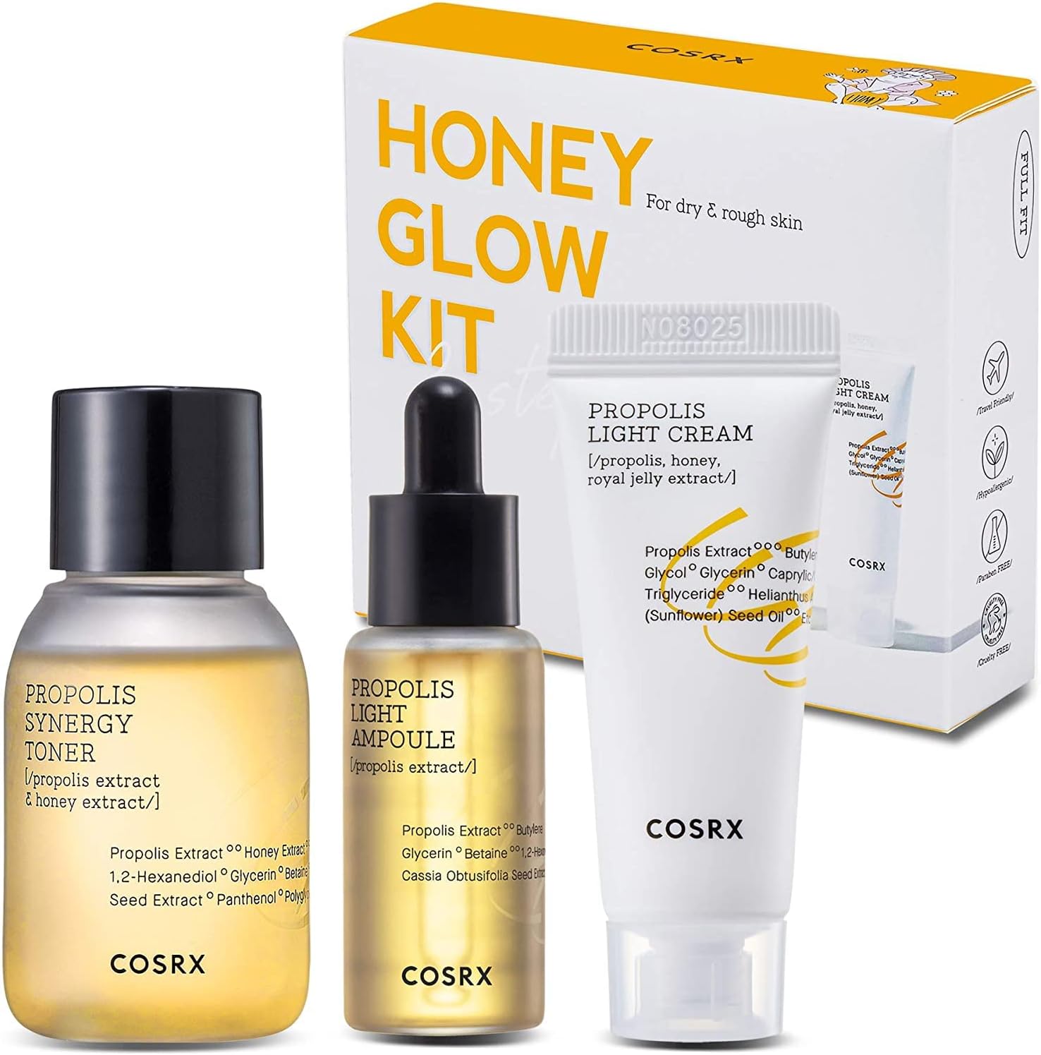 COSRX Honey Glow Kit 3 step propolis routine for radiant and hydrated Korean skin care