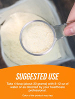 Hydrolyzed whey isolate powder texture and scoop