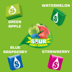 Nutrition information and ingredient list on Starburst sour fruit chews bag