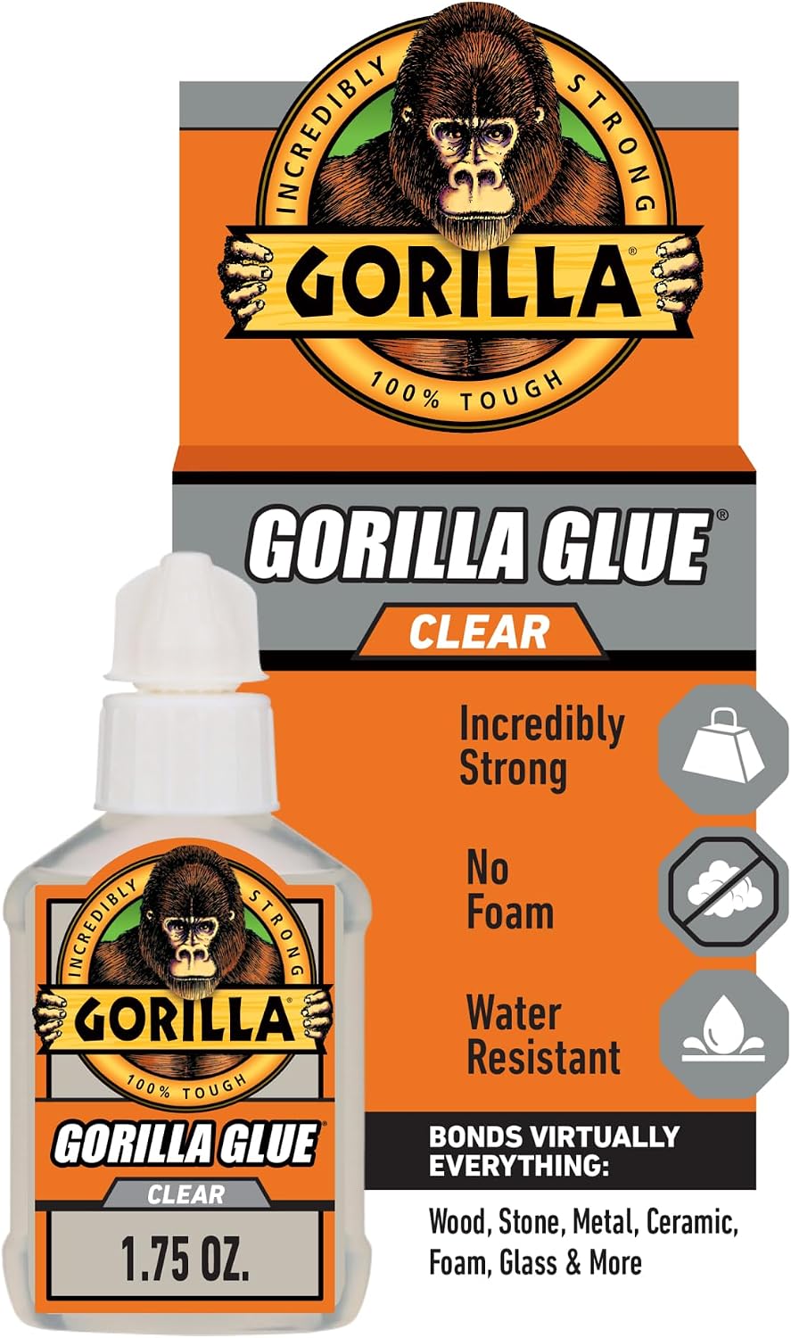 Gorilla clear glue 1.75 ounce bottle front view adhesive