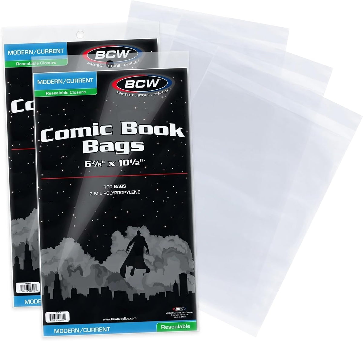 BCW comic bags front view packaging