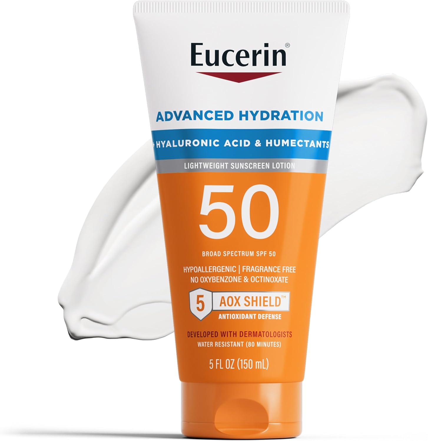 Eucerin Sun Advanced Hydration SPF 50 sunscreen lotion front view