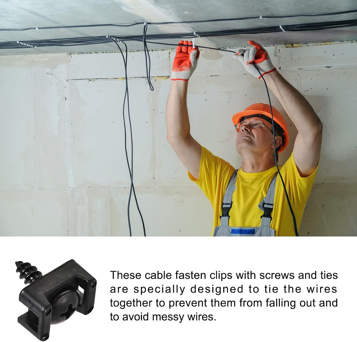 Black nylon saddle-type cable mount bases arranged for wire management