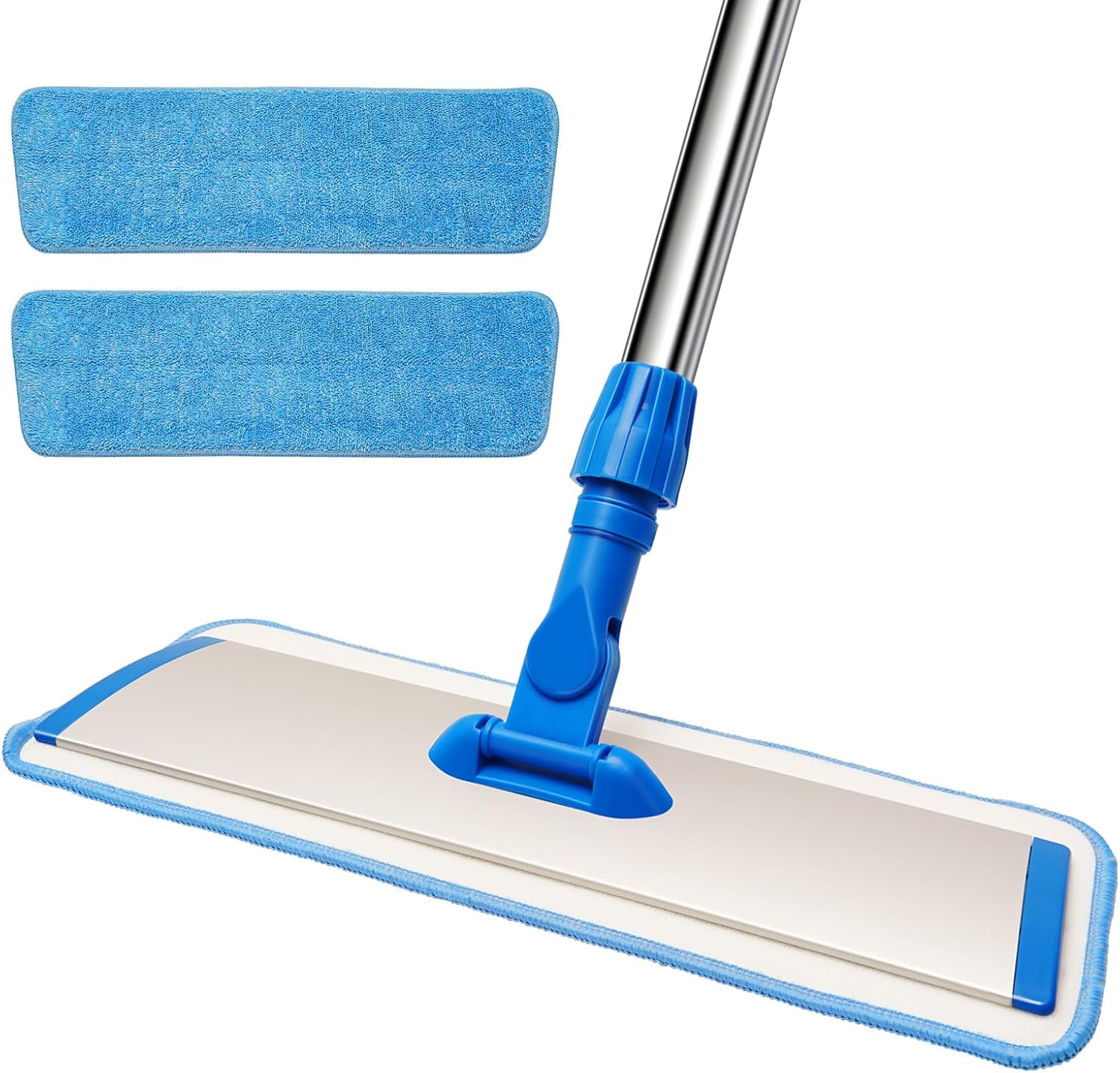 Keleekelin professional microfiber flat mop front view showing the 18 inch blue cleaning pad.