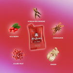 Close up of HongSamWon herbal energy drink pouch label