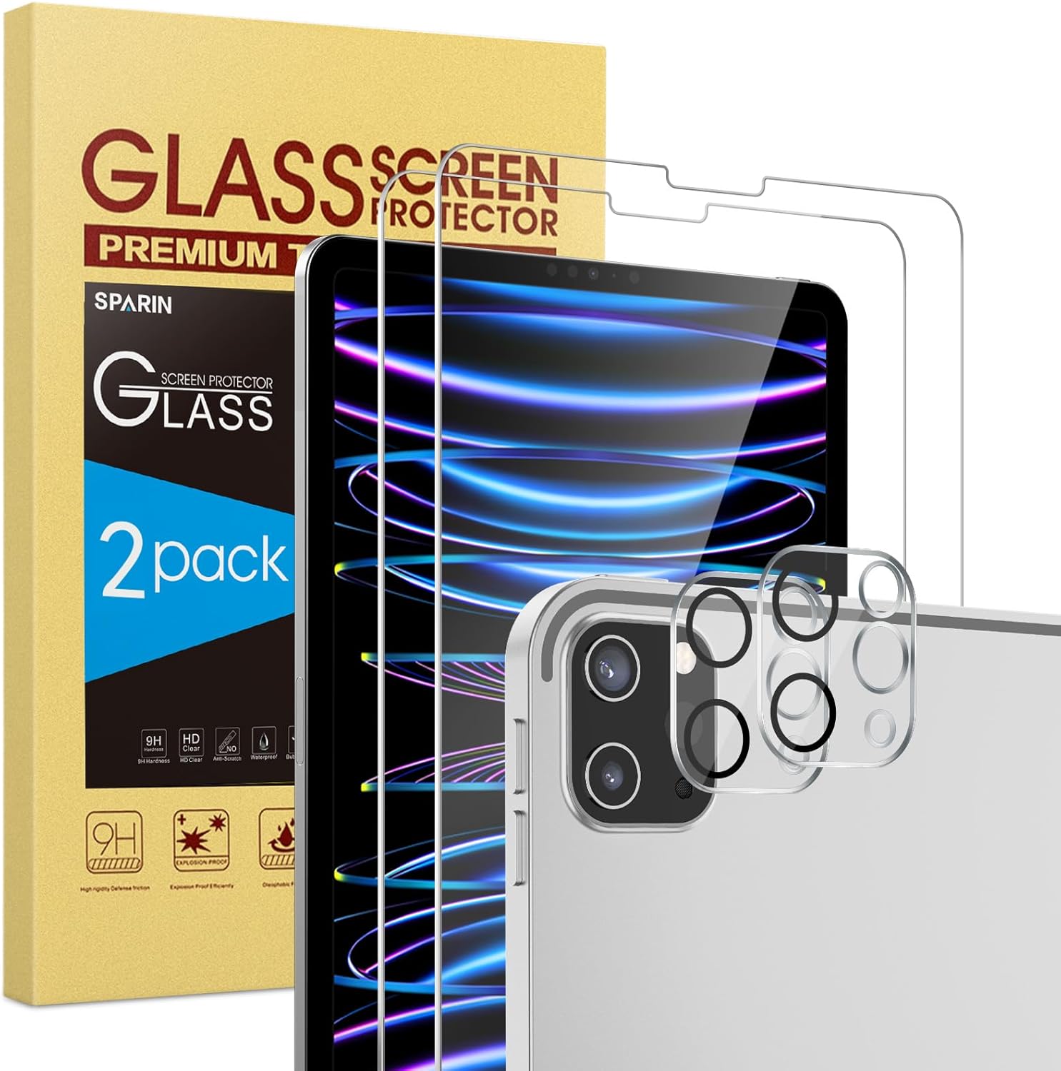 Sparin iPad Pro 12.9 tempered glass screen protector front view