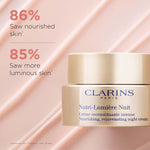 Clarins Nutri-Lumière Night Cream open jar showing rich texture