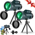 Aigomc 80x100 high power binoculars two piece set front view showing premium lenses