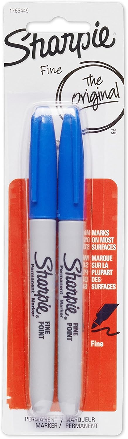 Sharpie permanent markers front view showing fine point blue design