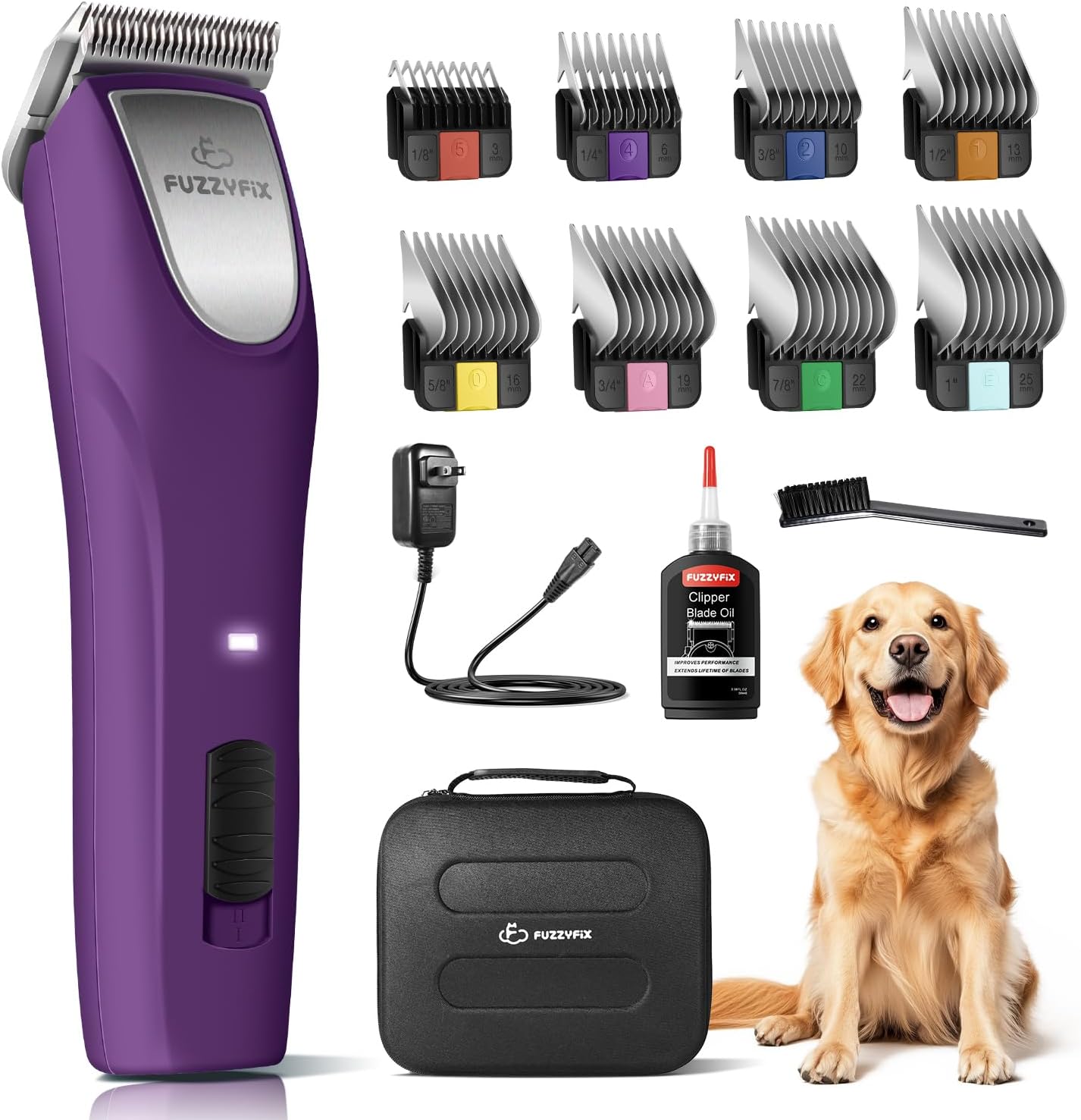 Fuzzyfix professional dog clippers front view cordless pet grooming trimmer