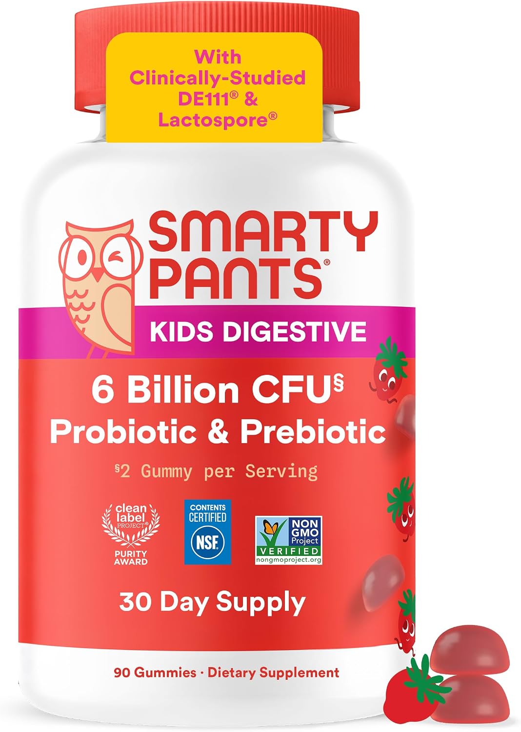 SmartyPants kids probiotic and prebiotic gummies bottle front view