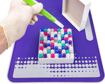 Heathrow Scientific blue polypropylene vial grippers showing ergonomic thumb squeeze target