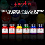 Angelus shoe paint bottle cap and packaging detail